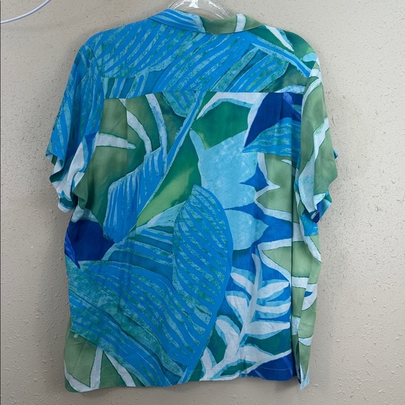 Jams World Women's XXL "Blue Jay" Hawaiian Shirt Rayon Tropical Button Front - Picture 7 of 11